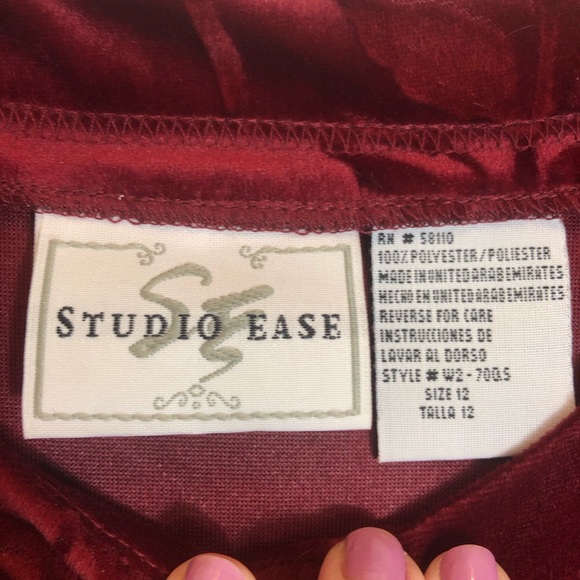 Studio Ease Velvet Jacket with Floral Detail and Covered Buttons  Size 12 - Picture 2 of 5